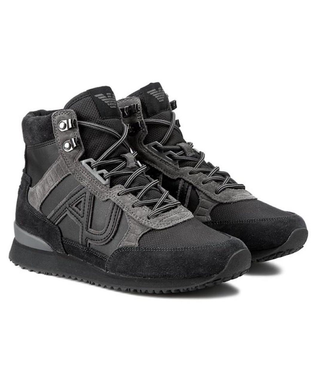 Armani Jeans Black High-Top Leisure Sneakers for men