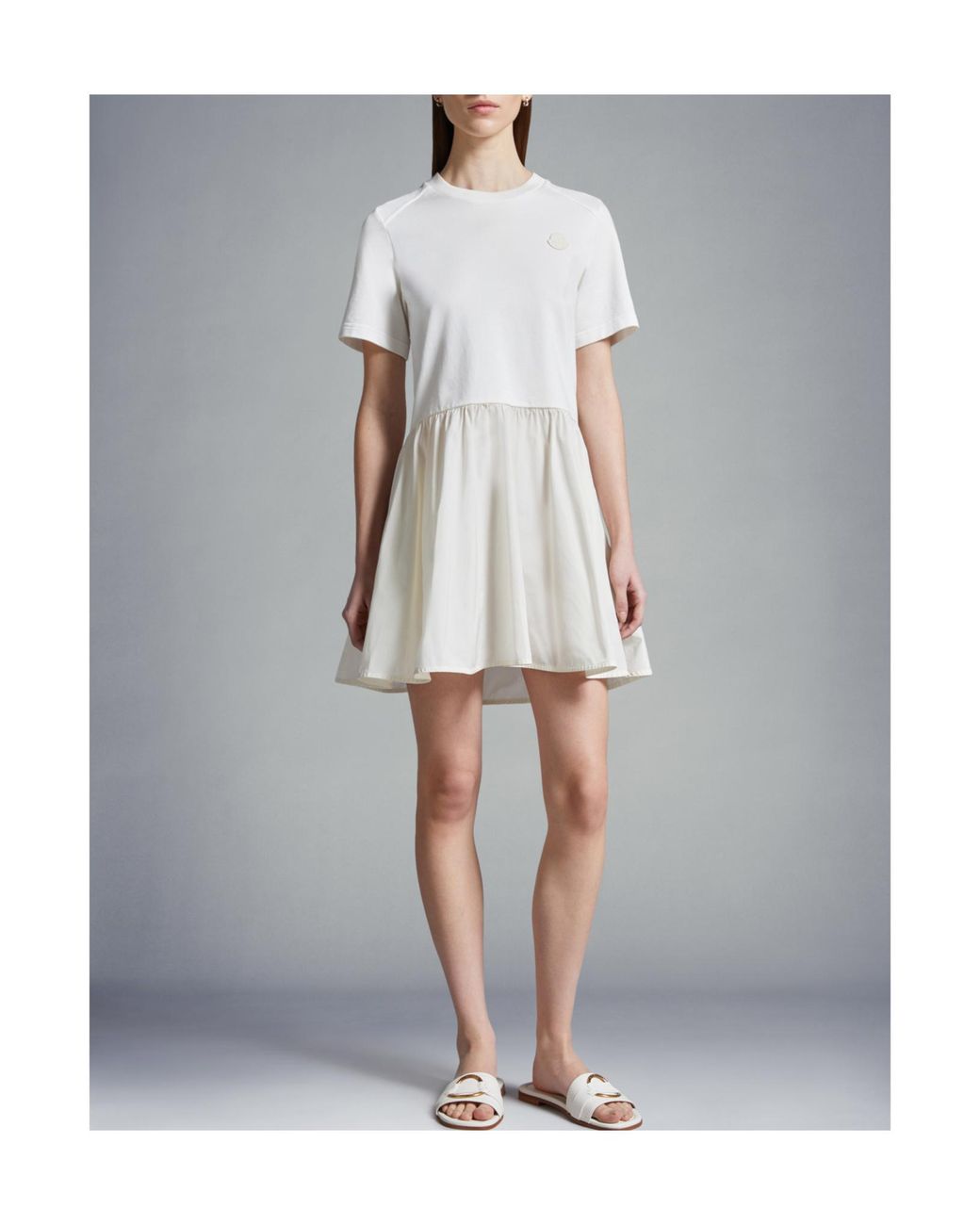 Moncler White Slim Fit Flared Mini Dress
