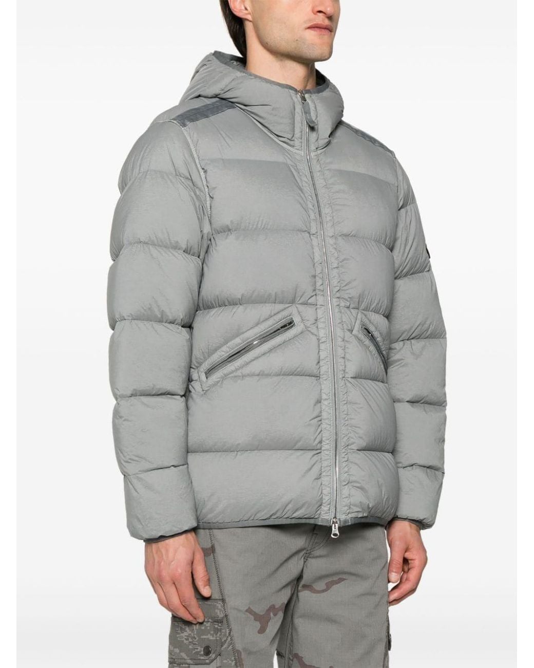 Stone Island Gray Giubbotto Vera Piuma Rds for men