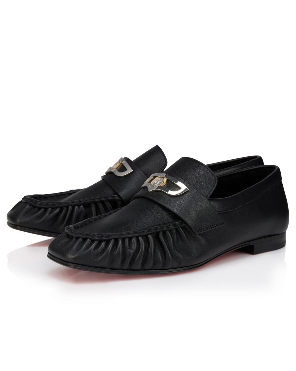 Christian Louboutin Black Ruched Loafers