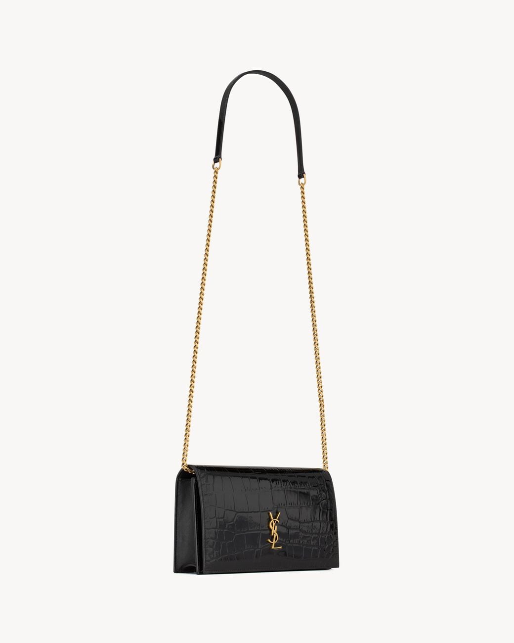 Saint Laurent White Cassandre Envelope Chain Wallet