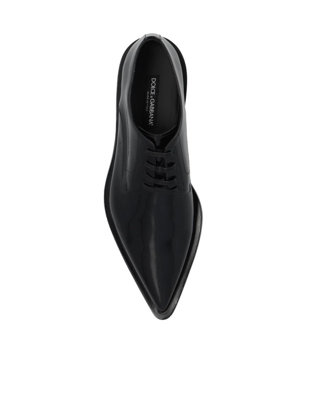 Dolce & Gabbana Black Pointed-Toe Derby Shoes for men