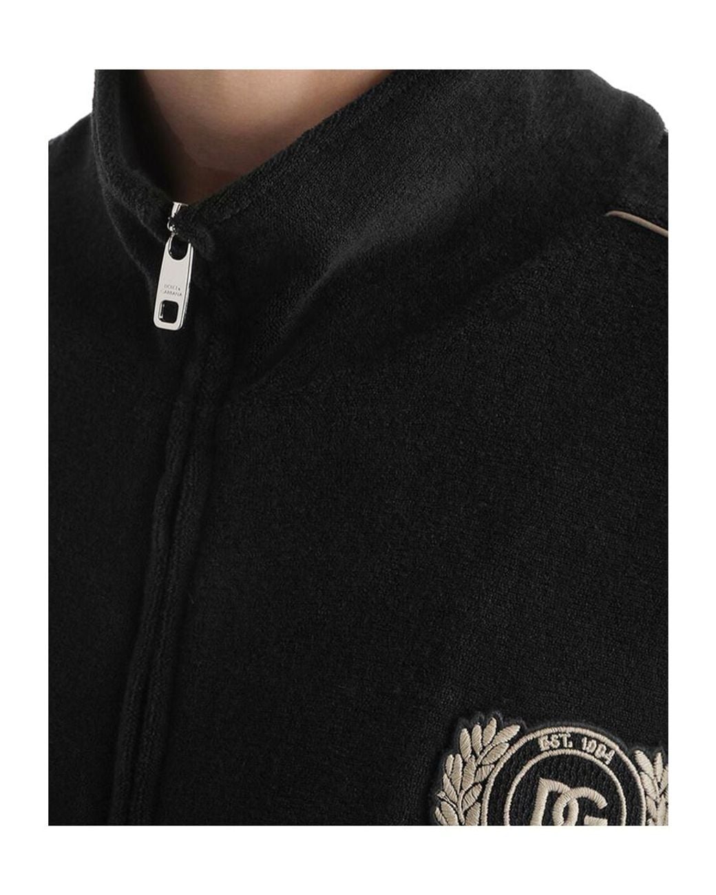 Dolce & Gabbana Black Crest Zip-Up Sweater for men
