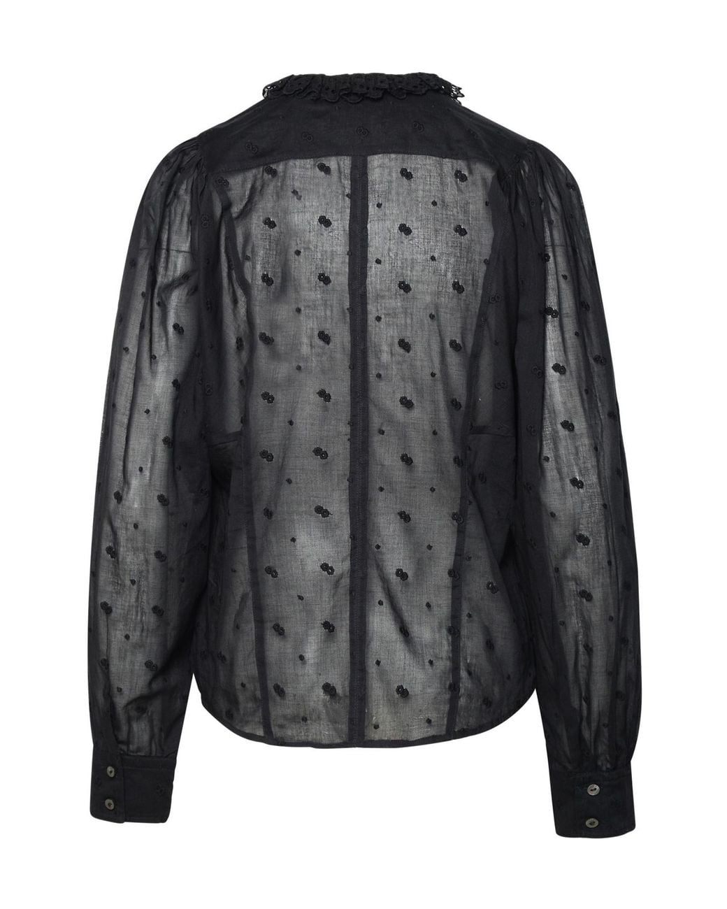 Isabel Marant Black Terzali Floral-Embroidered Blouse