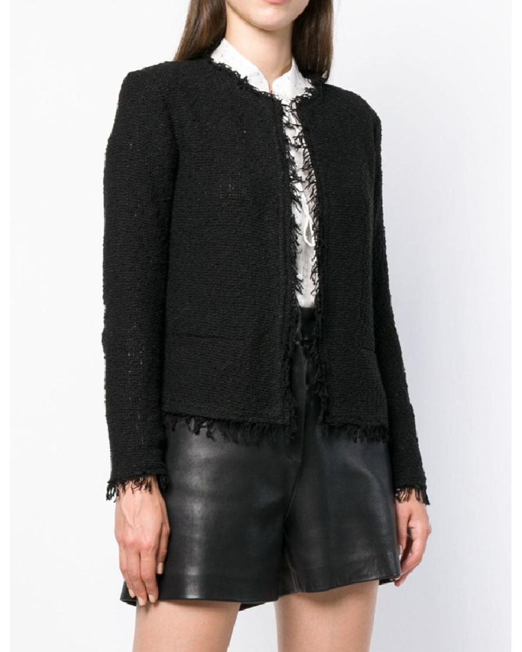IRO Black Shavani Crewneck Fringed Jacket