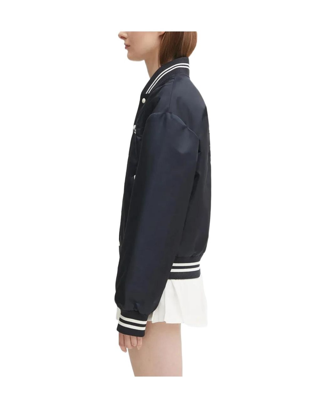 Sporty & Rich Blue Embroidered-Logo Bomber Jacket