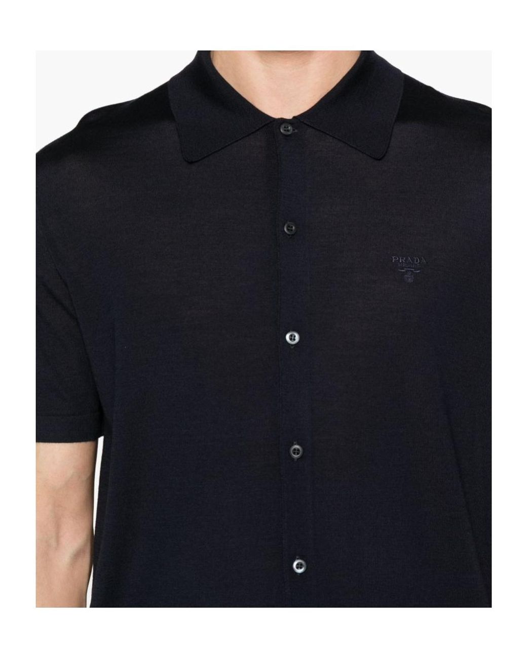 Prada Black Logo-Embroidered Shirt for men