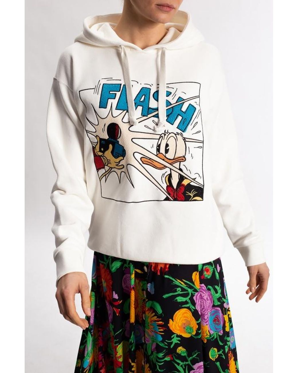 Gucci White Graphic-Print Drawstring Hoodie