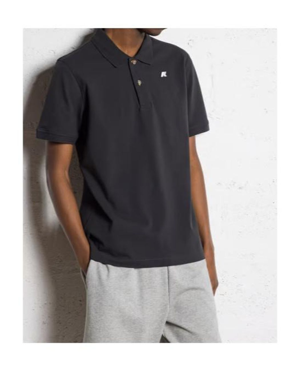 K-Way Black Logo Patch Short-Sleeved Polo Shirt for men