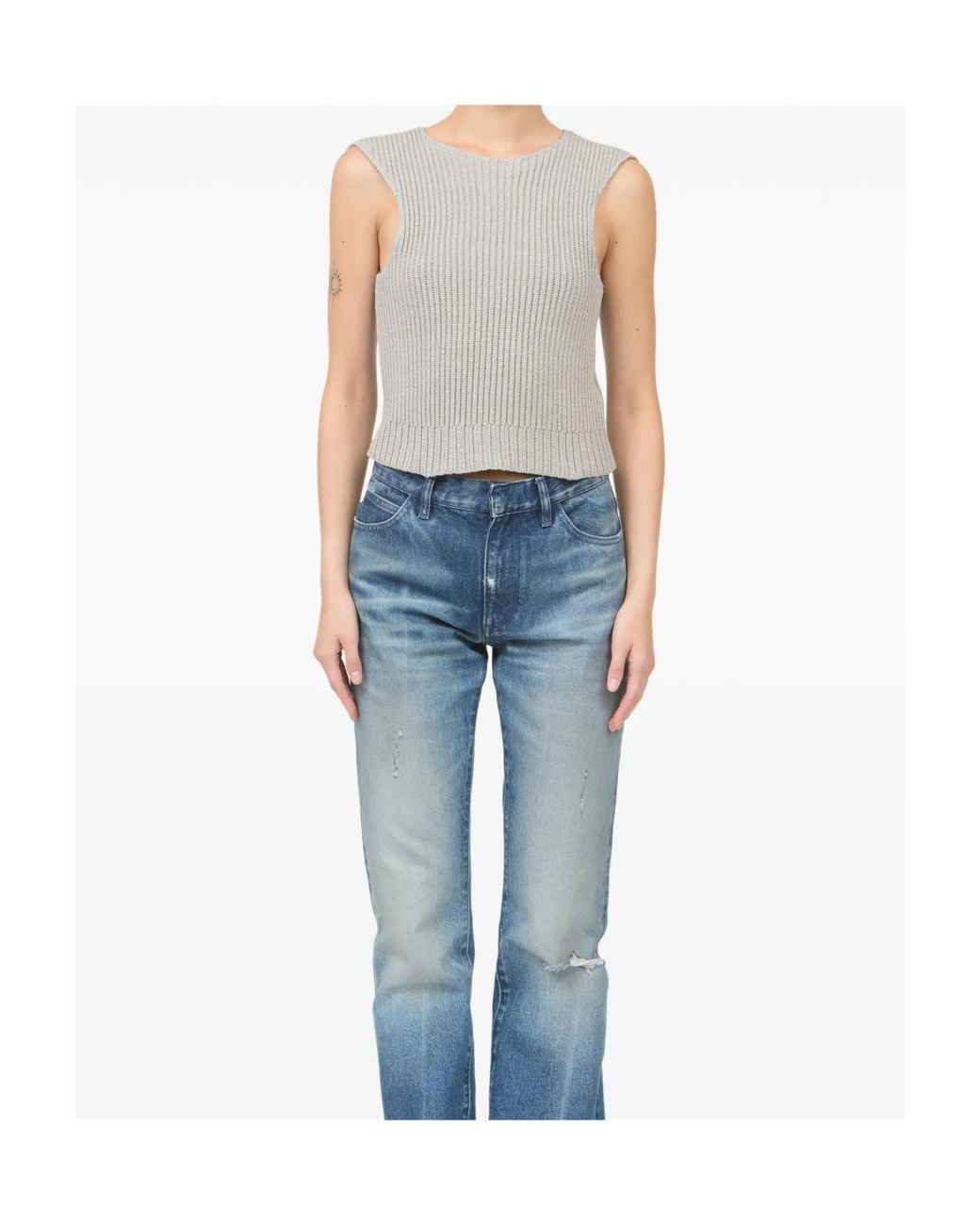 MM6 by Maison Margiela Gray Ribbed Vest