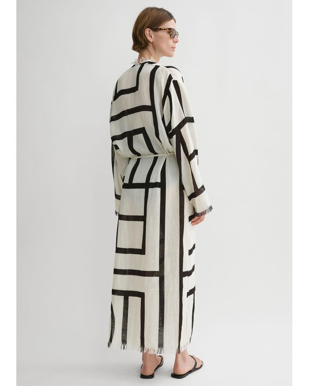 Totême  White Geometric-Print Wrap Dress