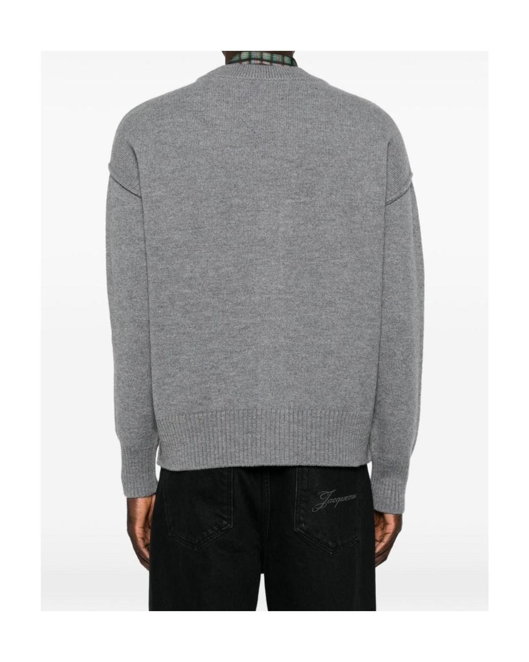 AMI Gray Ami Ami De Coeur V-Neck Cardigan for men