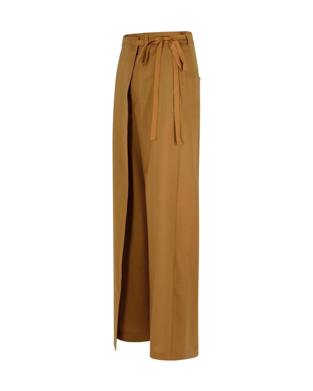 MM6 by Maison Margiela Natural Tie-Fastened Flared Trousers
