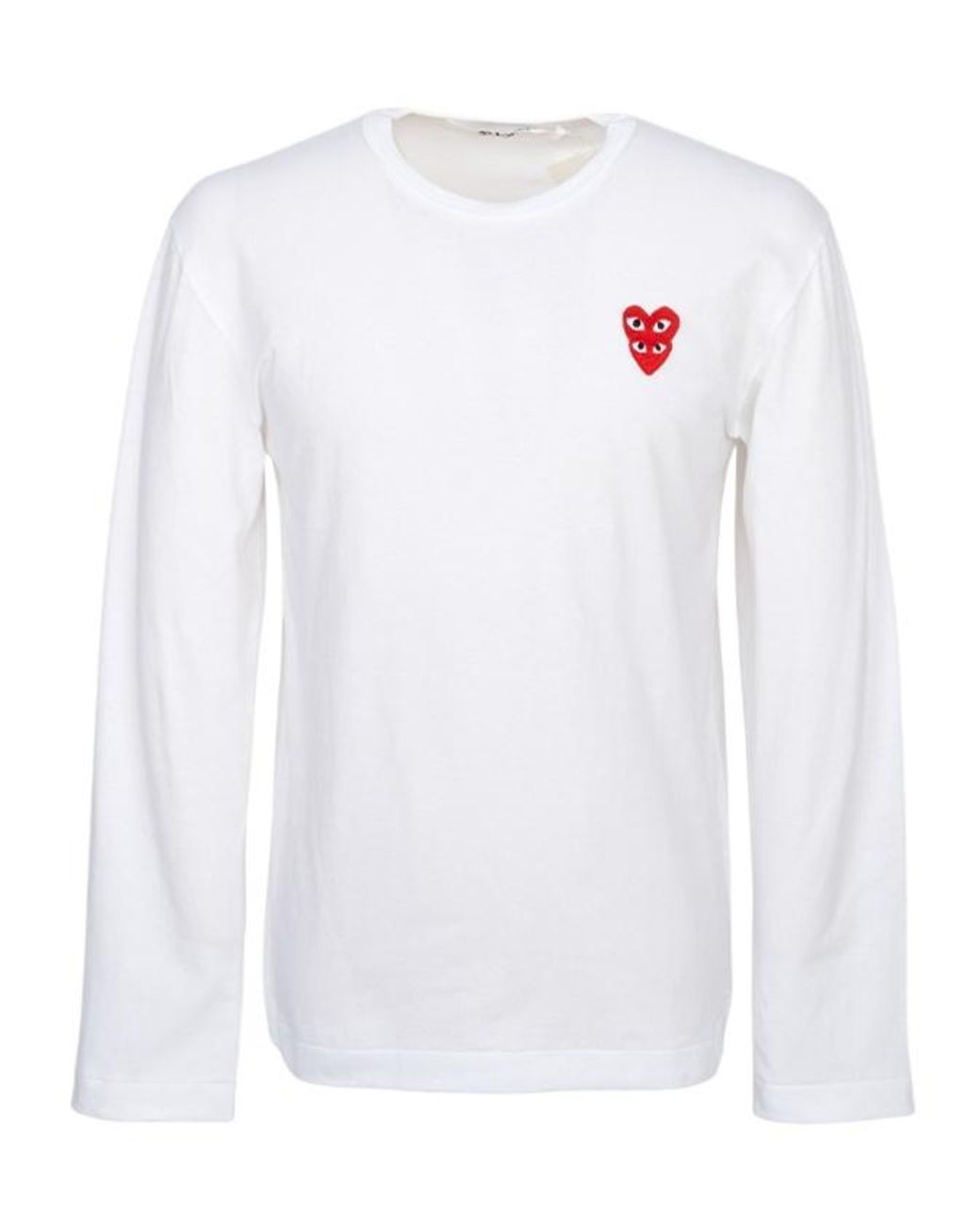 Comme des Garçons White Comme Des Garçons Play Heart-Patch Long Sleeved T-Shirt for men