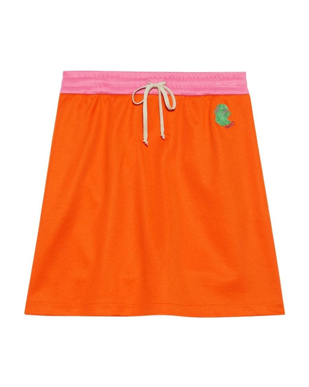 Gucci Orange Lunar New Year Drawstring Mini Skirt