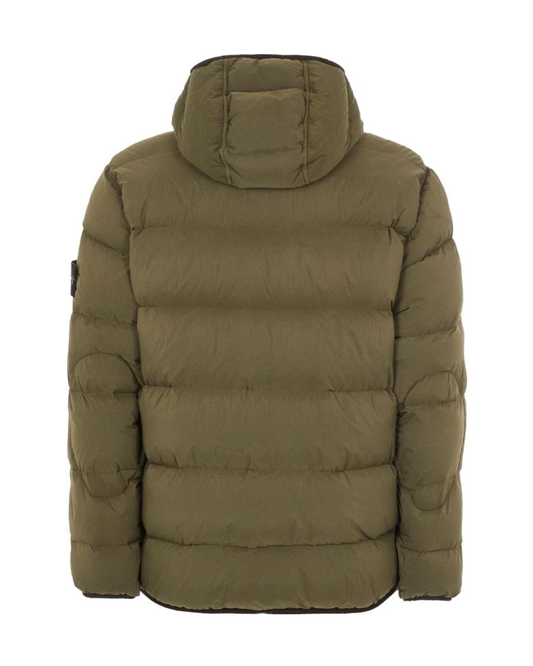 Stone Island Green Compass Patch Zip-Up Puffer Jacket for men