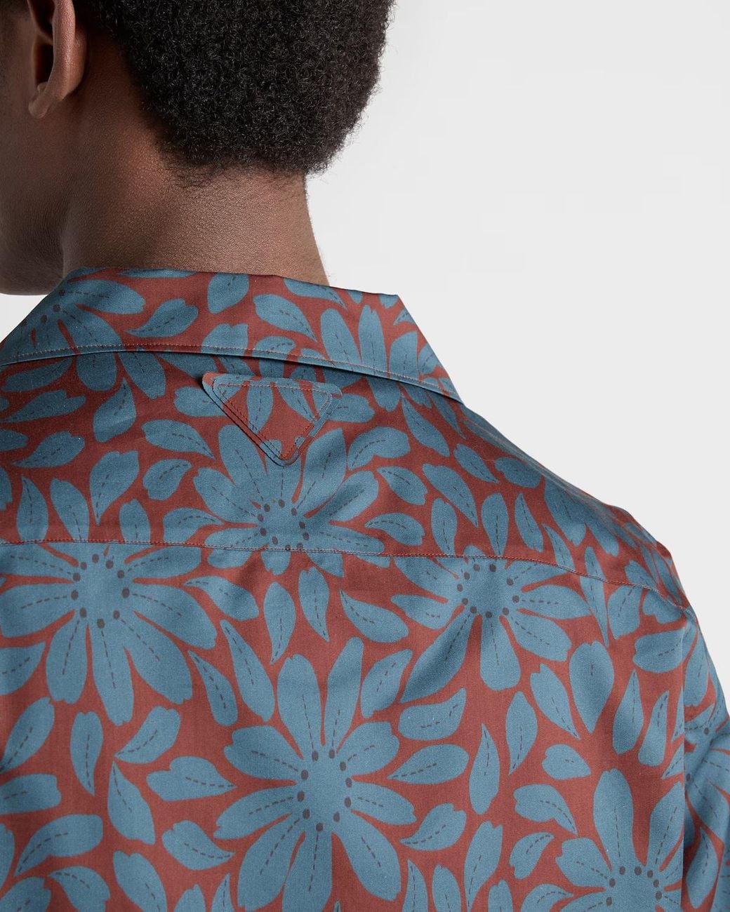 Prada Blue Short-Sleeved Cotton-Blend Shirt for men