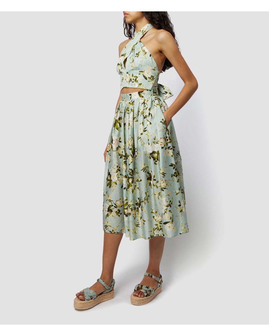 Erdem Green Printed Skirt