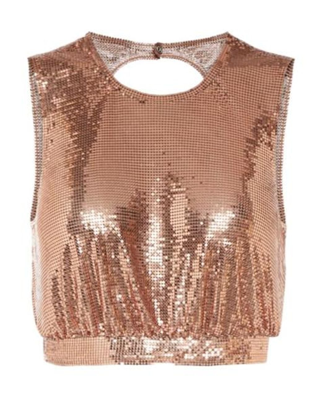 Rabanne Brown Metallic Mesh Top