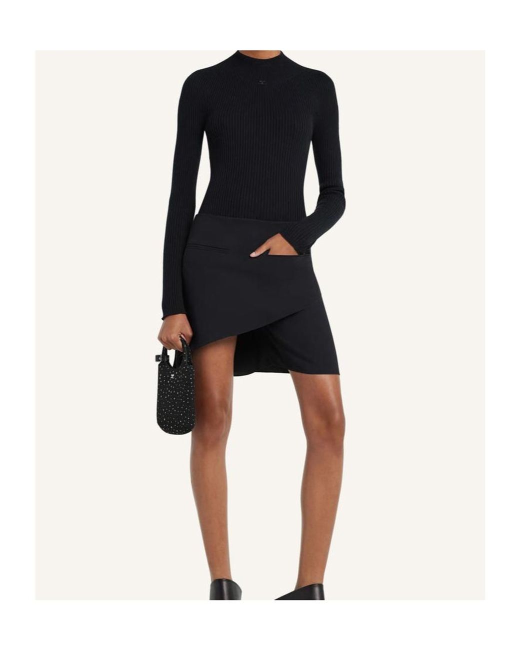 Courreges Blue Pinko Solar Light Ribbed Mockneck Jumper