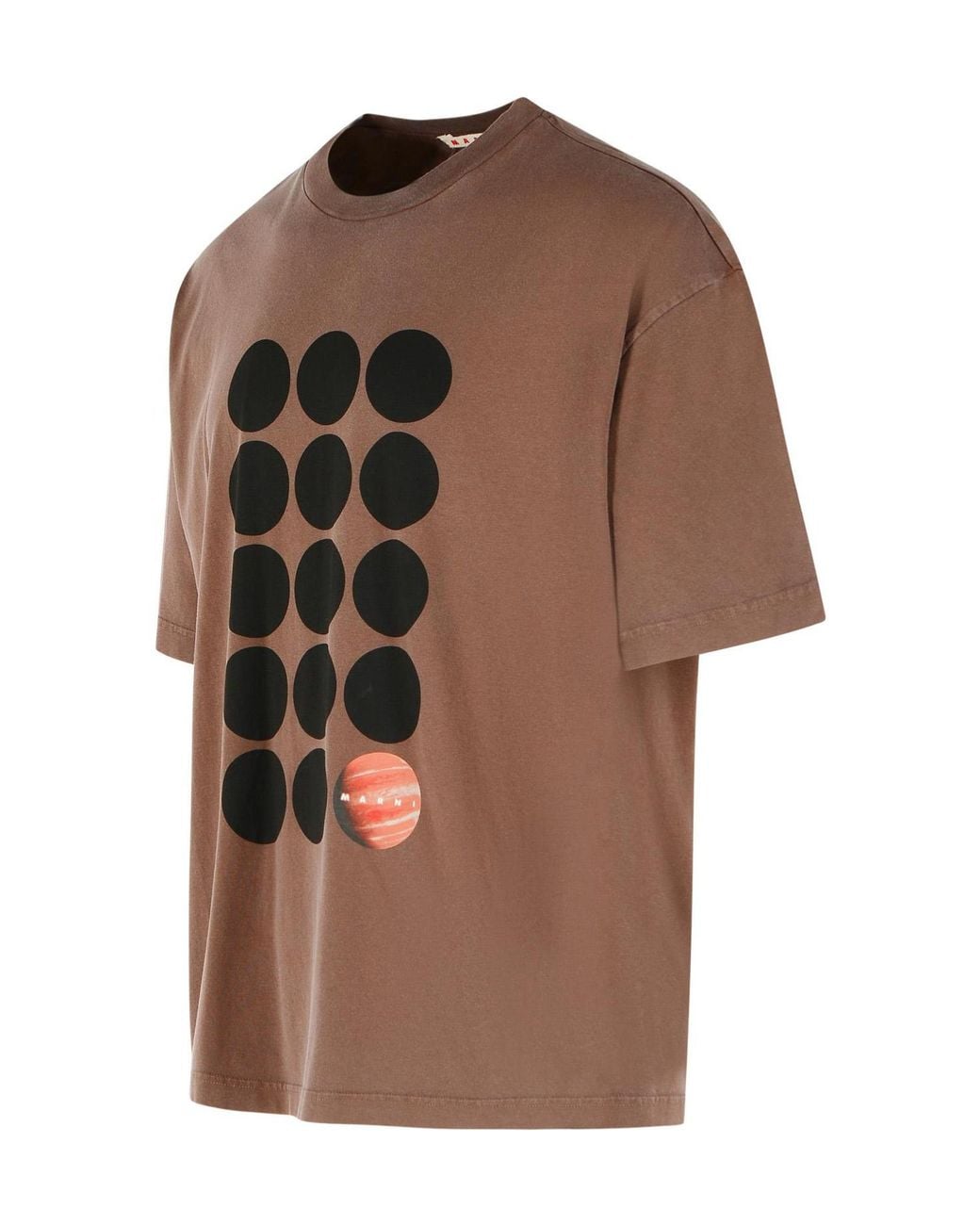 Marni Brown Planet Print T-Shirt for men