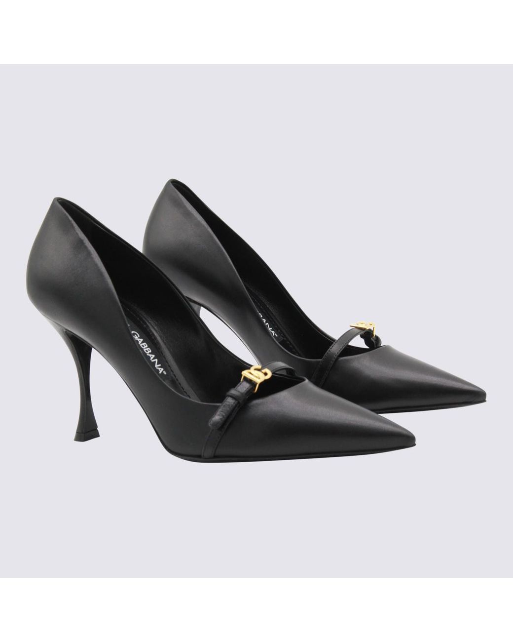 Dolce & Gabbana Black Dg Logo Plaque Pointed Toe Pumps