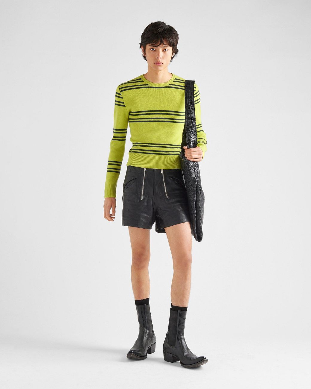 Prada Green Lambswool Crew-Neck Sweater for men
