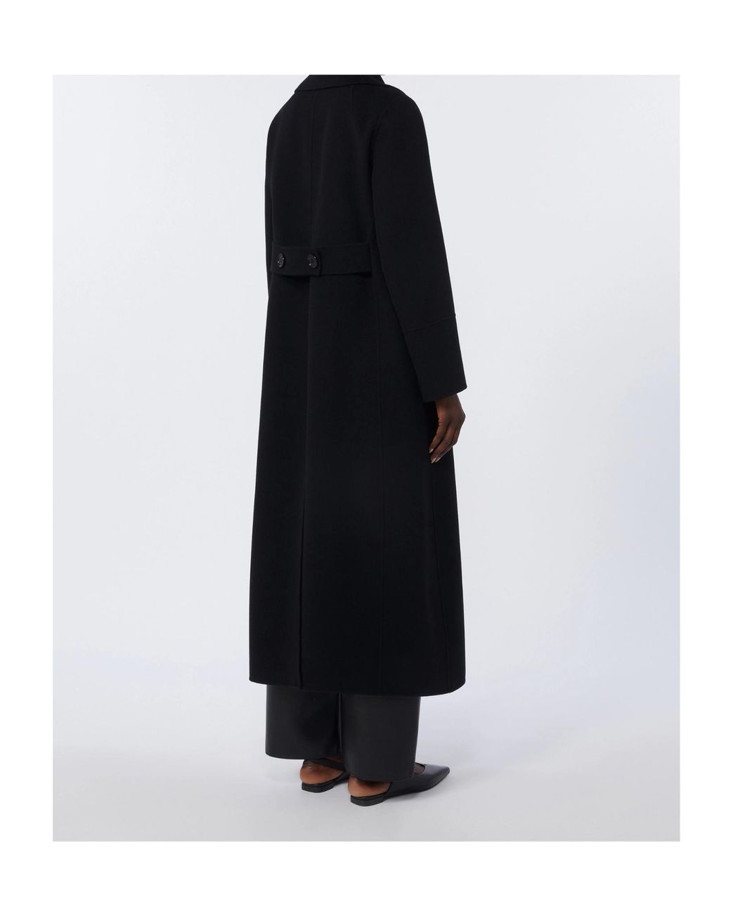 Max Mara Black Button Virgin Wool Coat