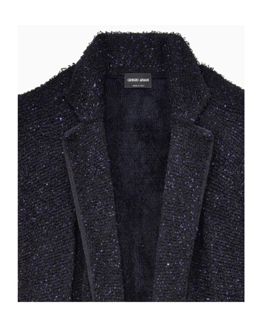 Giorgio Armani Blue Single-Breasted Viscose Blazer With Metallic Fiber