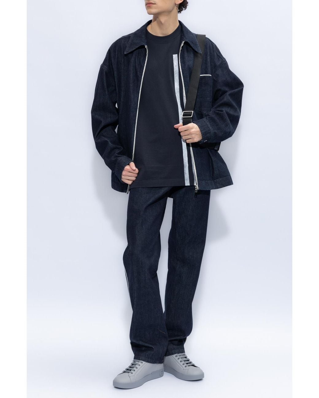 Dolce & Gabbana Blue Zipped Denim Shirt for men