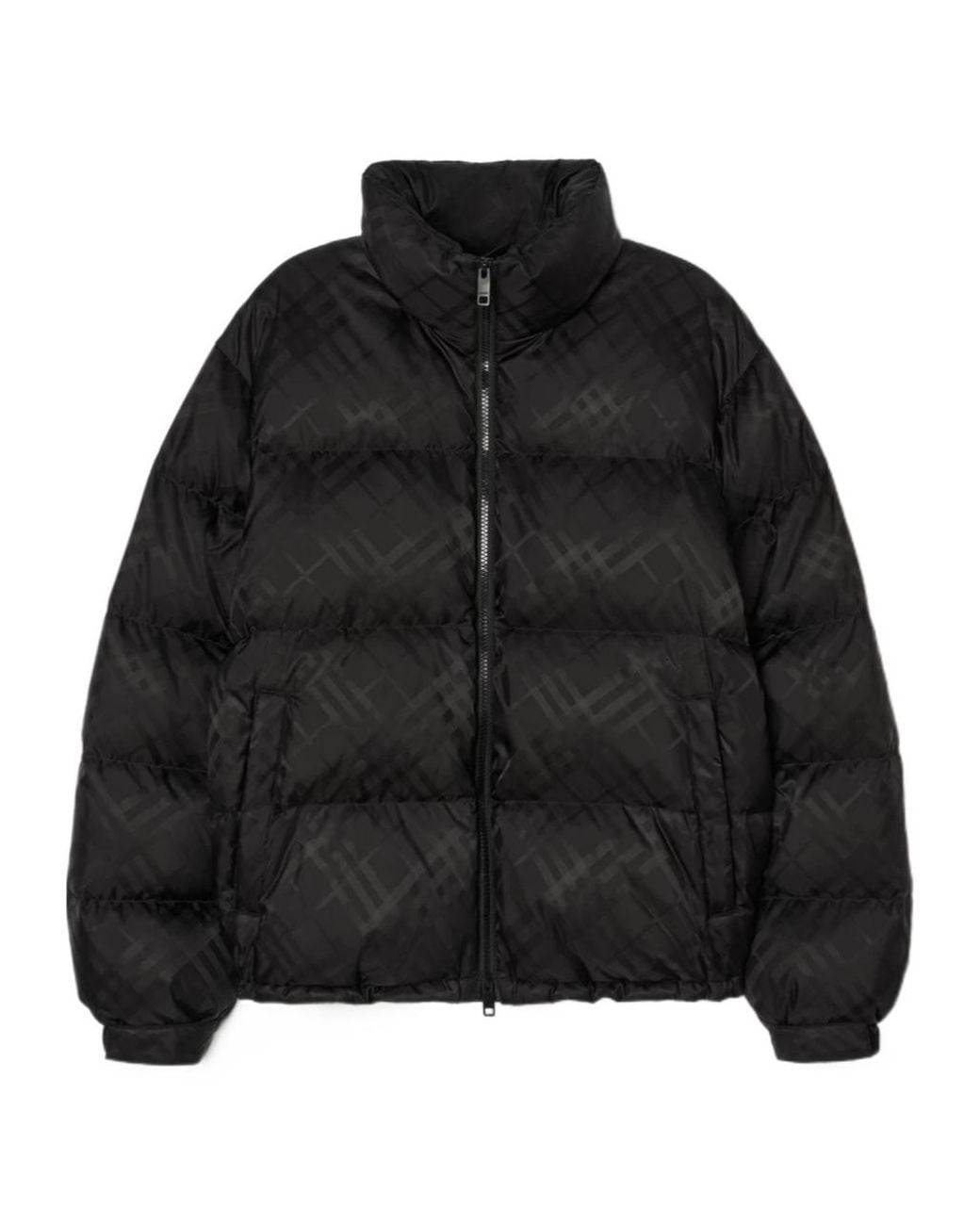 Burberry Black Check Nylon Highlands Puffer Jacket for men