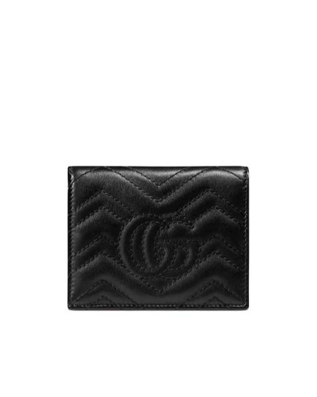 Gucci Black Gg Marmont Card Case Wallet