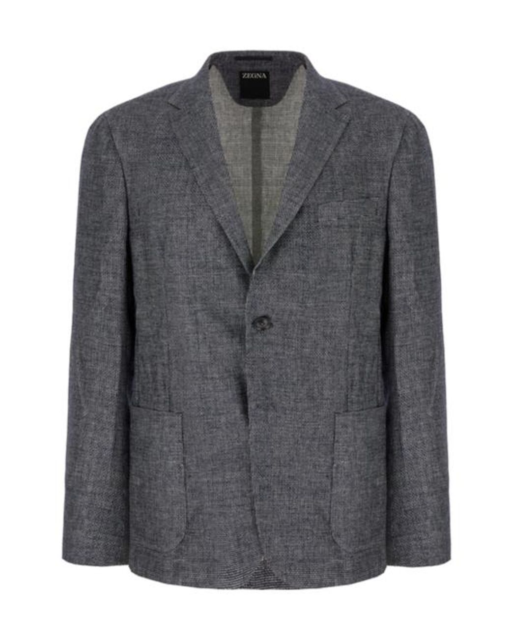 Zegna Gray Button-Down Suit Jacket for men