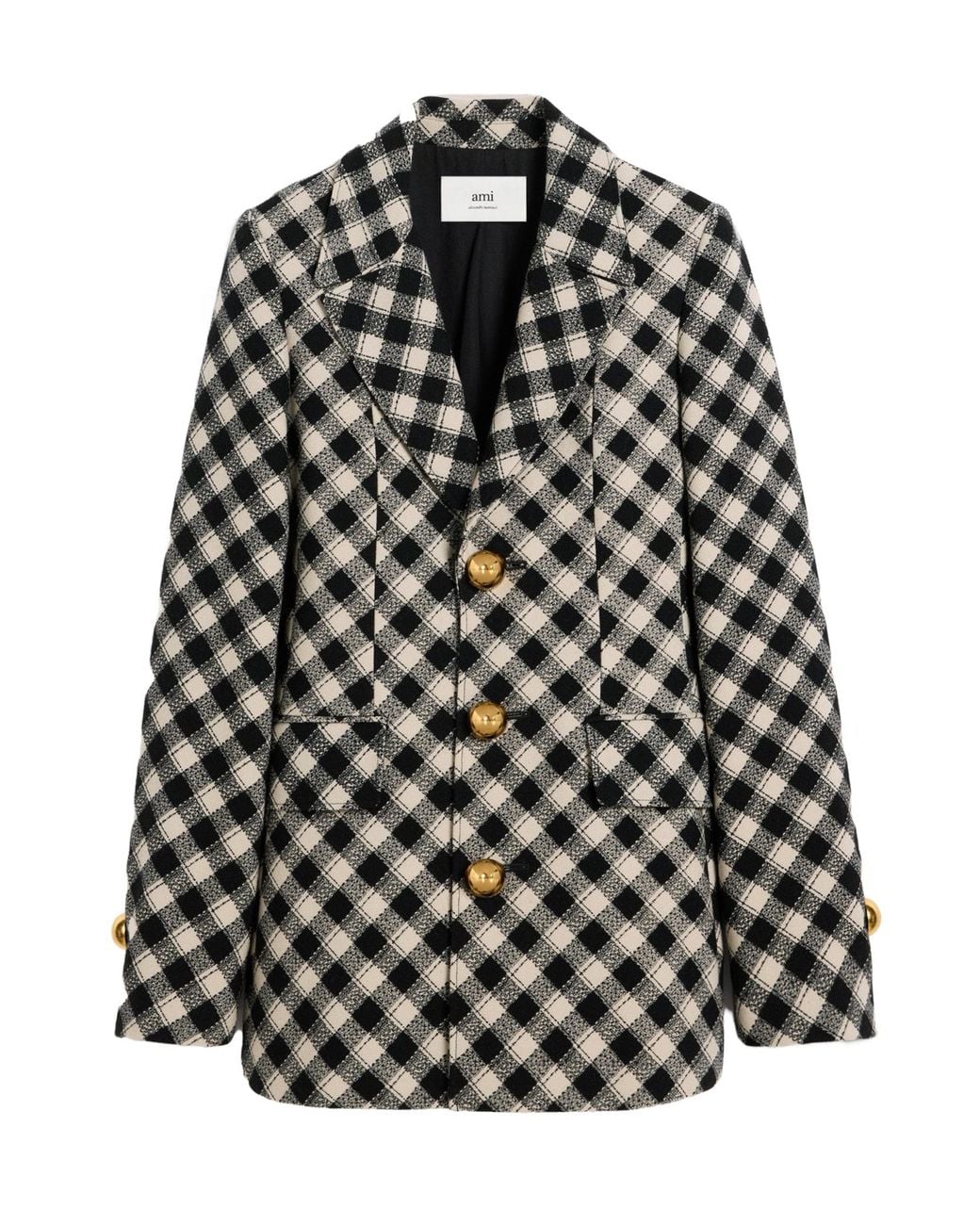 Ami Paris Check-Pattern Jacket in Black | Lyst UK