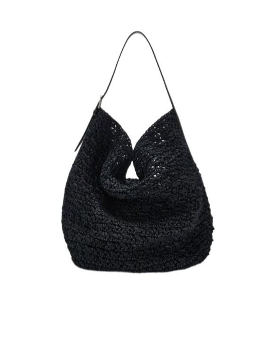 Totême Black Totême Belt Detailed Top Handle Tote Bag