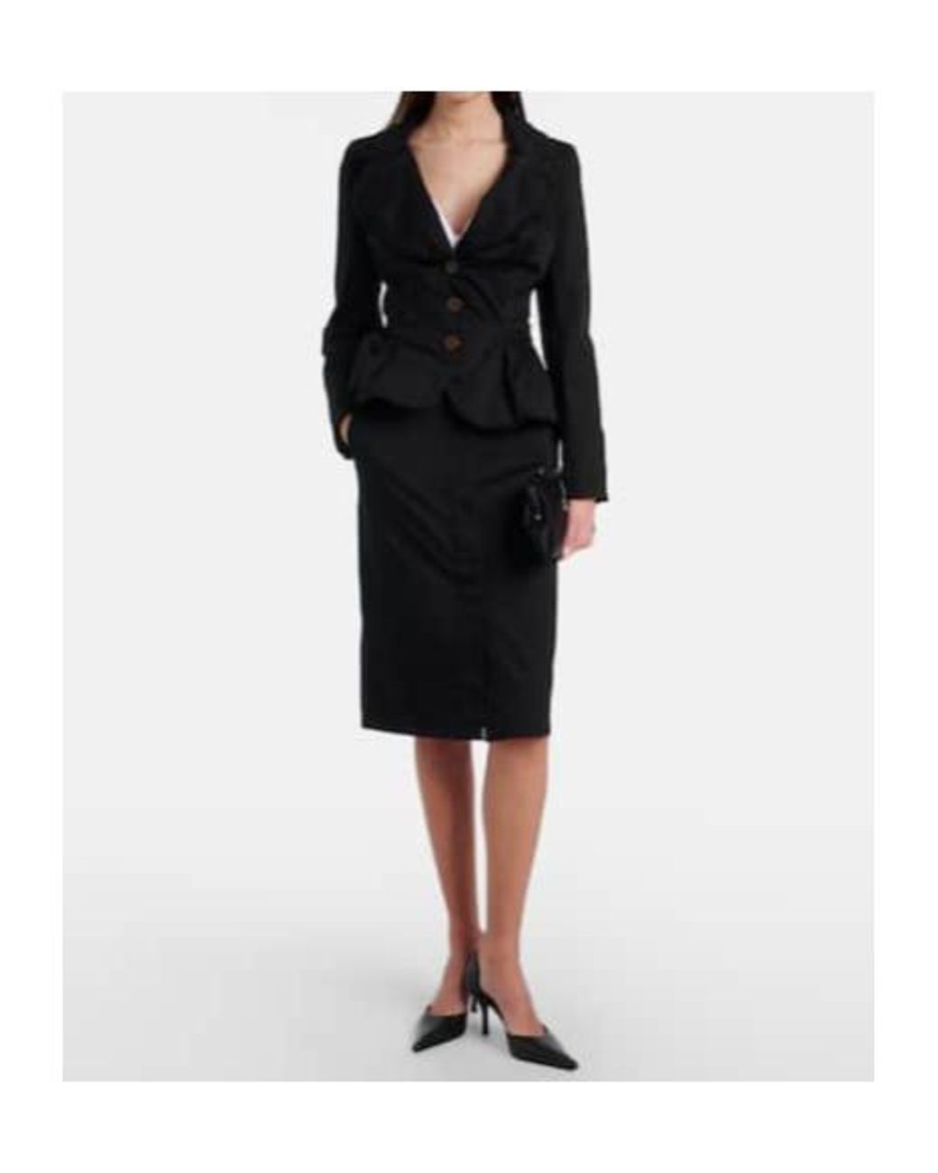 Vivienne Westwood Black Trouser Cotton-Blend Pencil Skirt