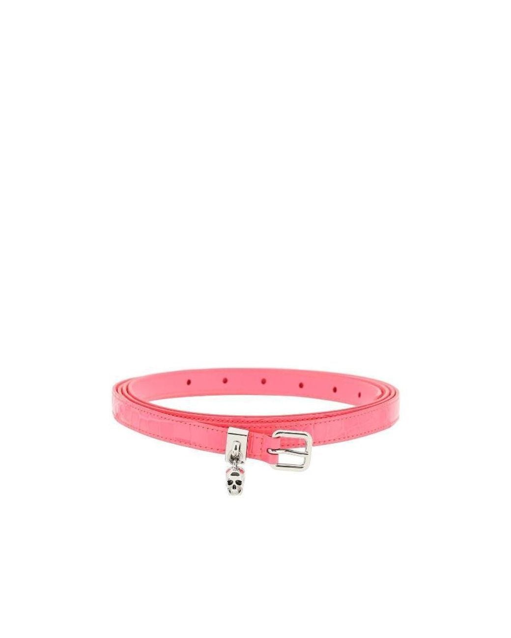 McQueen Pink Skull Charm Buckle Belt