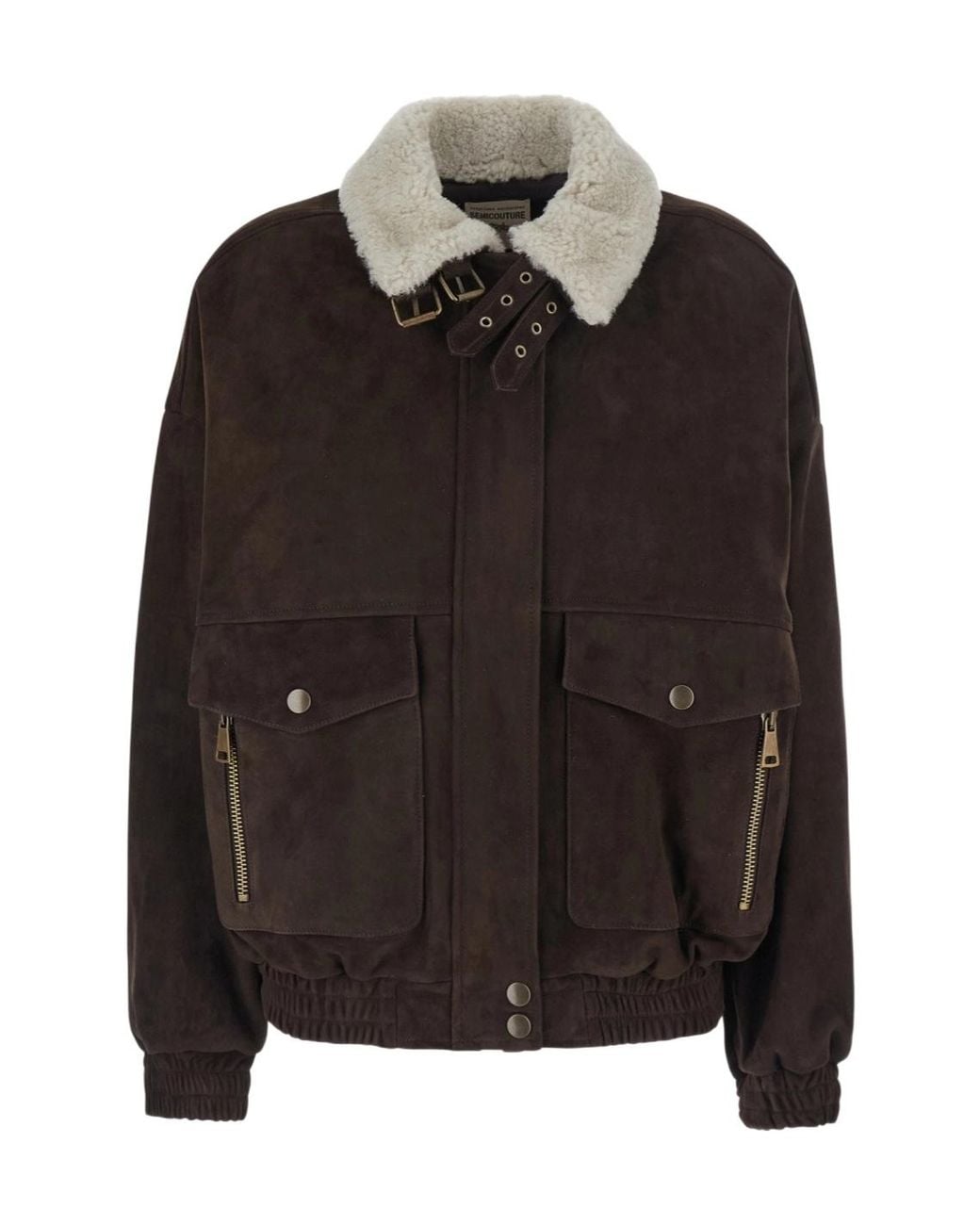 Semicouture Black Semi Couture Gloria Shearling Collar Bomber Jacket
