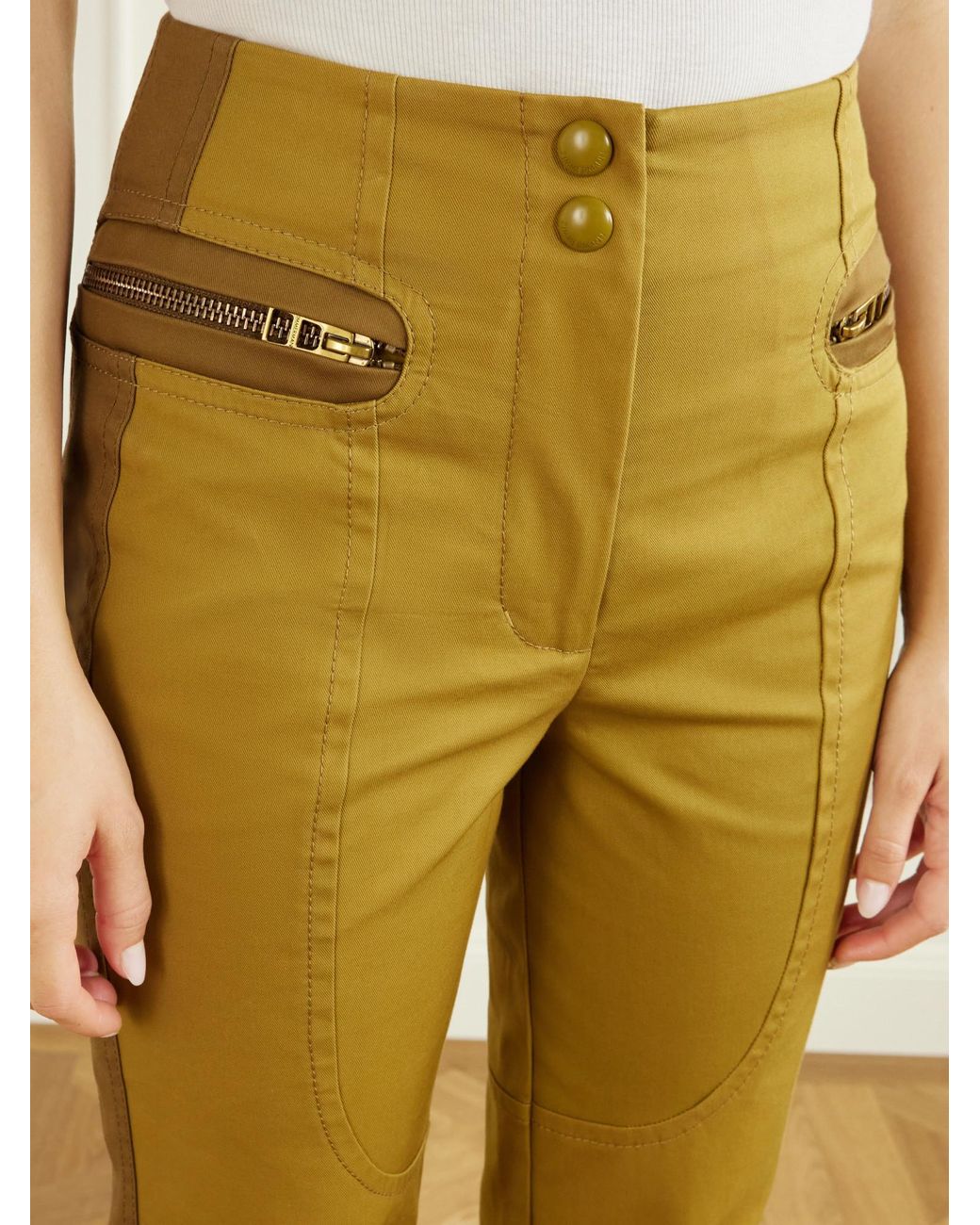 Zimmermann Yellow Mid-Rise Straight-Leg Pants