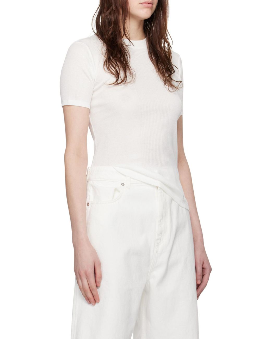 Loulou de Saison White Avalyn Ribbed Top