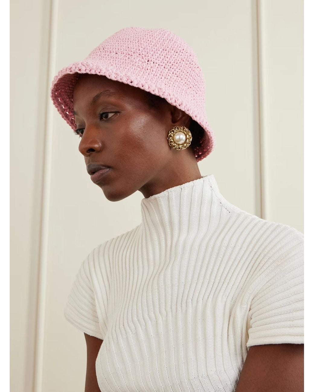 Magda Butrym Pink Crocheted Fisherman's Hat
