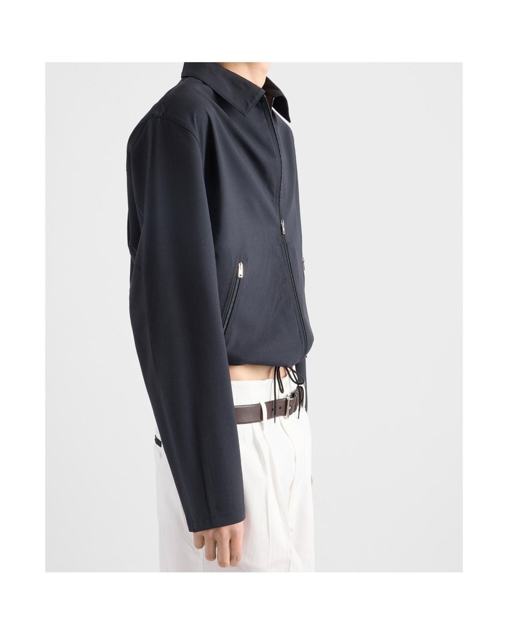 Prada Blue Wool Shirt Jacket for men