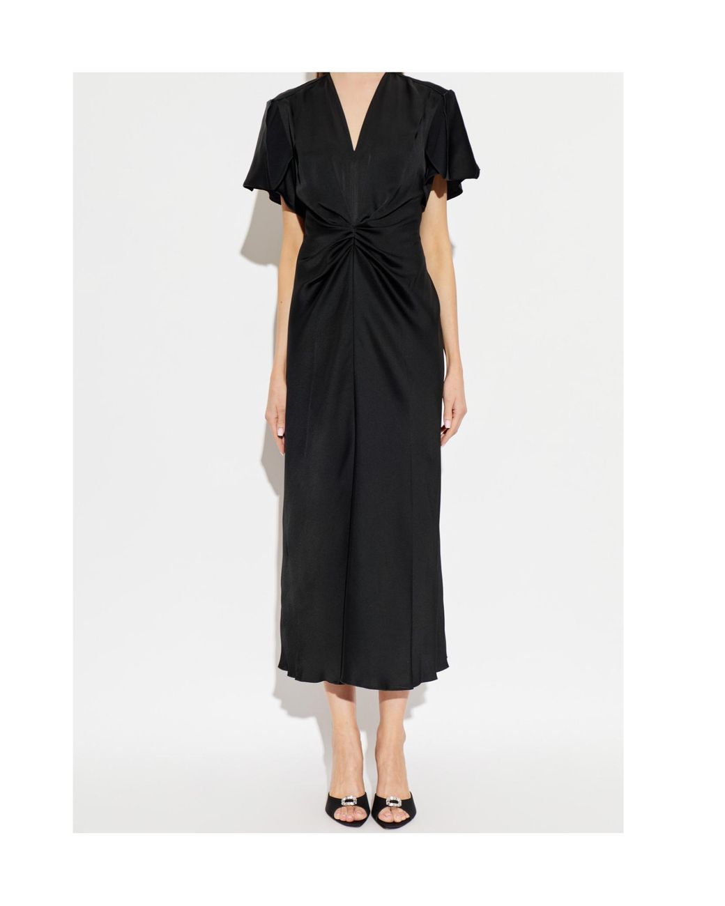 Victoria Beckham Black Draped Midi Dress