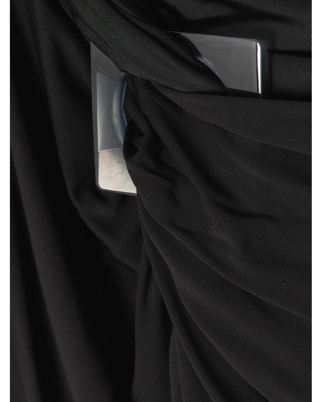 Victoria Beckham Black Asymmetric Embellished Draped Jersey Top