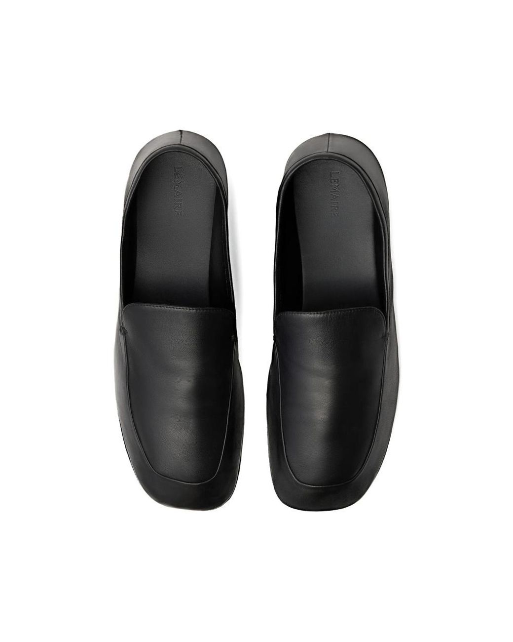 Lemaire Black Minimal Slip-On Loafers for men