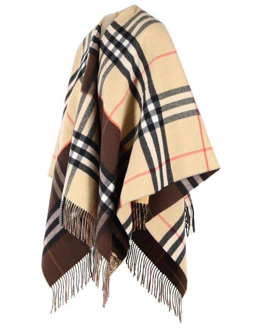 Burberry Multicolor Checkered Fringed Cape