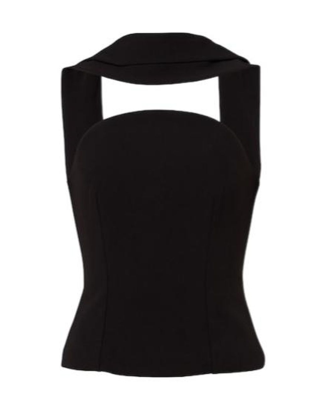 Roland Mouret Black Scarf-Detail Crêpe Corset Top