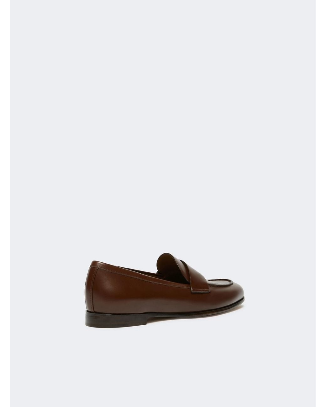 Max Mara Brown Semi-Glossy Leather Moccasins