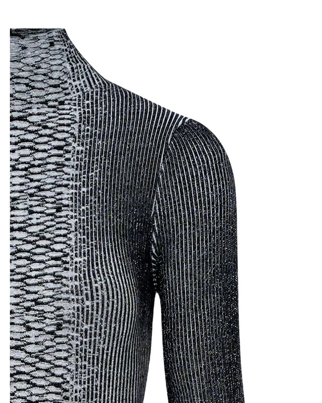 Jean Paul Gaultier Blue High Neck 3D Effect Printed Dress