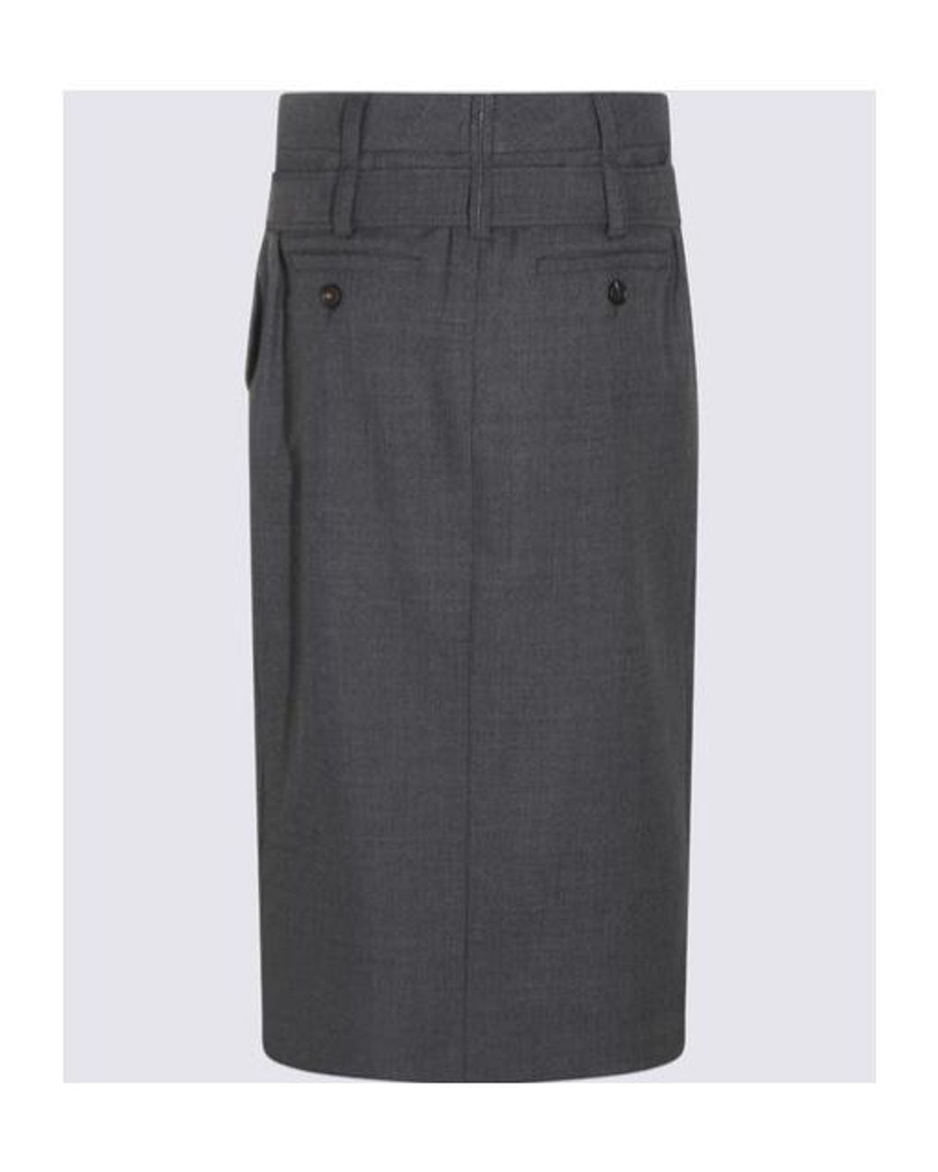 Brunello Cucinelli Gray Belted Skirt